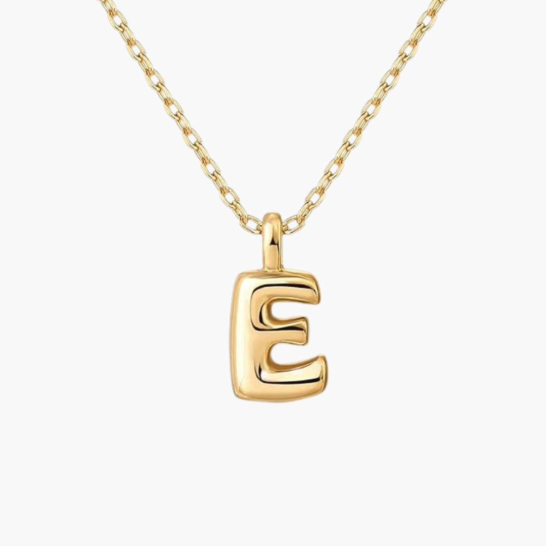 Initial Bubble Letter Pendant Necklace