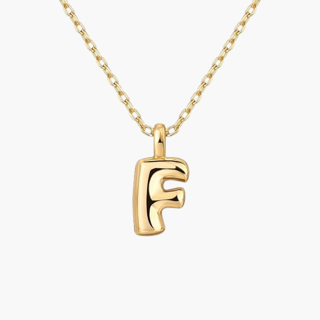 Initial Bubble Letter Pendant Necklace