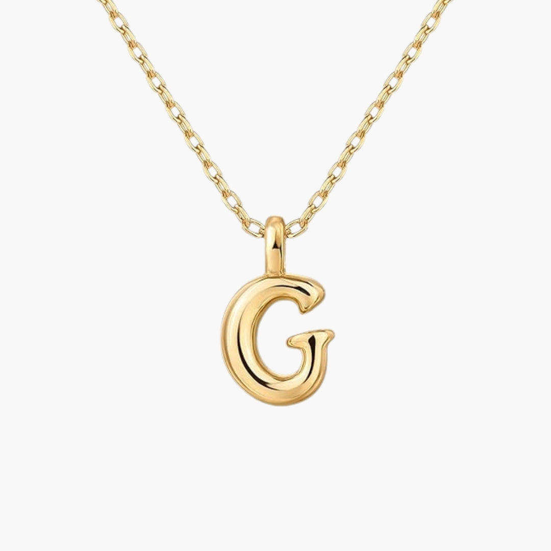 Initial Bubble Letter Pendant Necklace