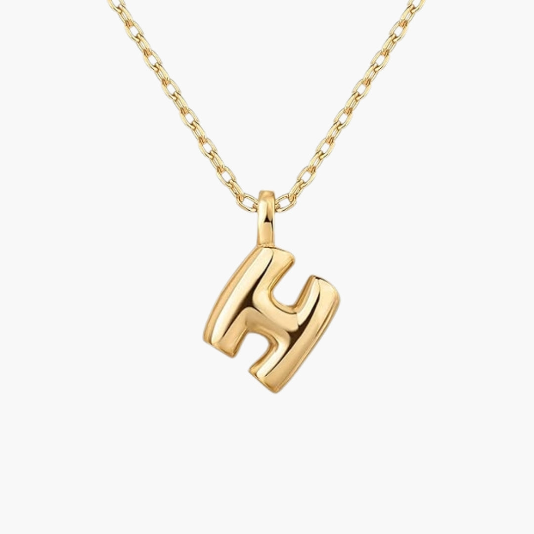 Initial Bubble Letter Pendant Necklace