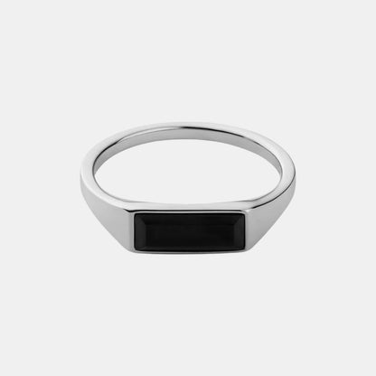 Slim Onyx Geometric Signet Ring
