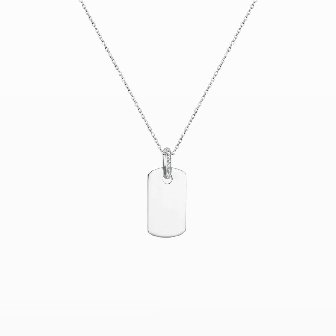 Slim CZ Rectangle Pendant Necklace