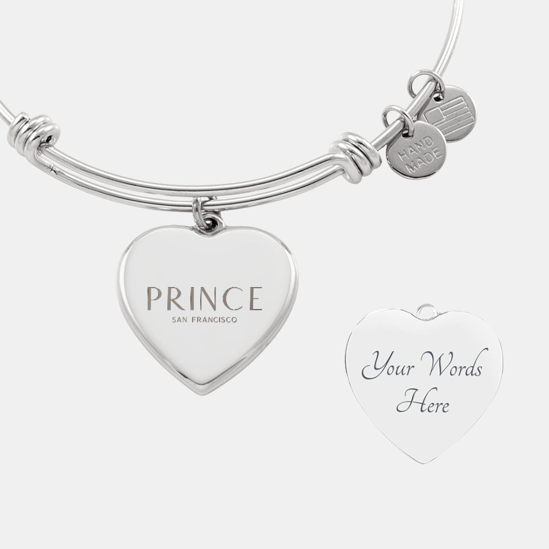 Bold Custom Engraved Heart Bangle Bracelet