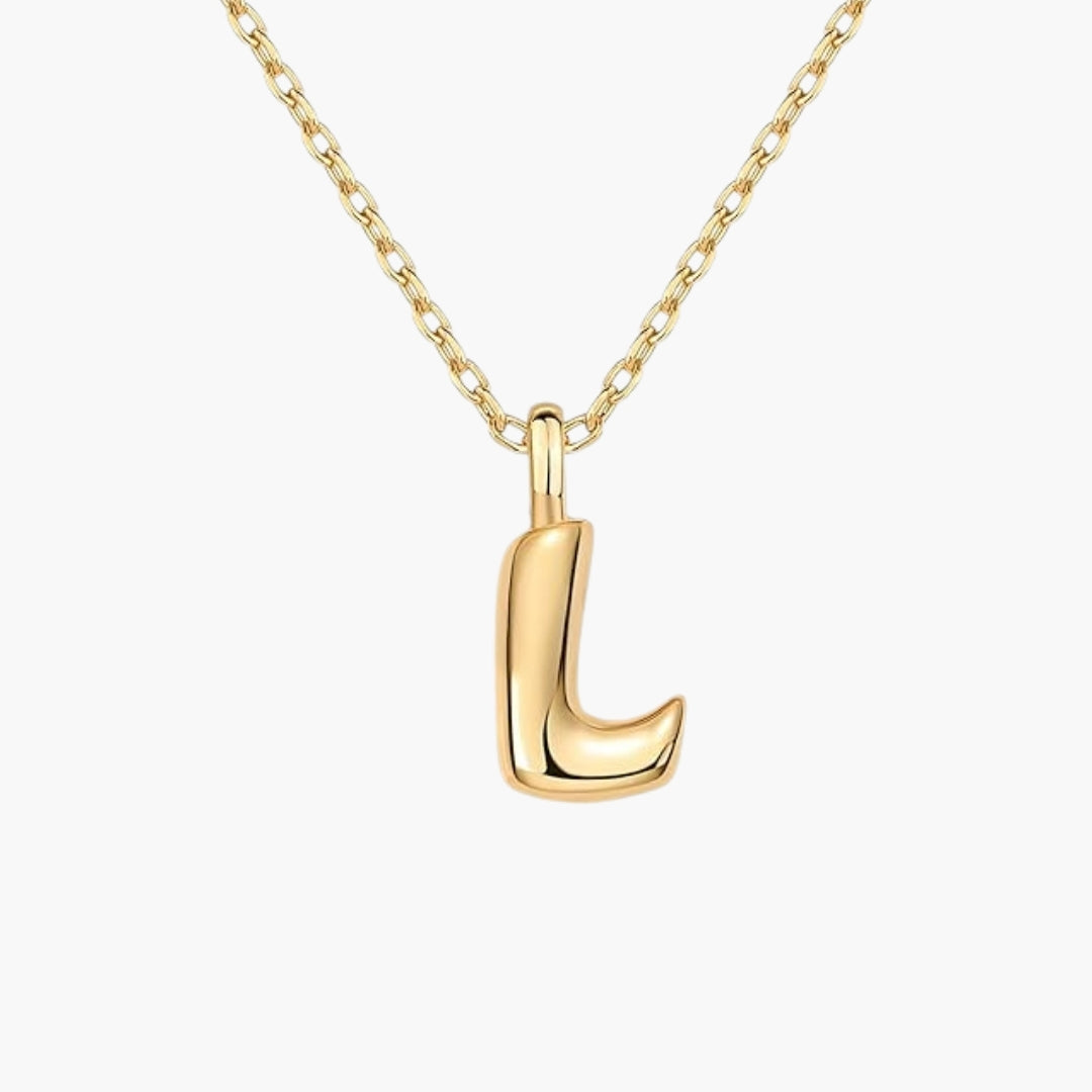 Initial Bubble Letter Pendant Necklace