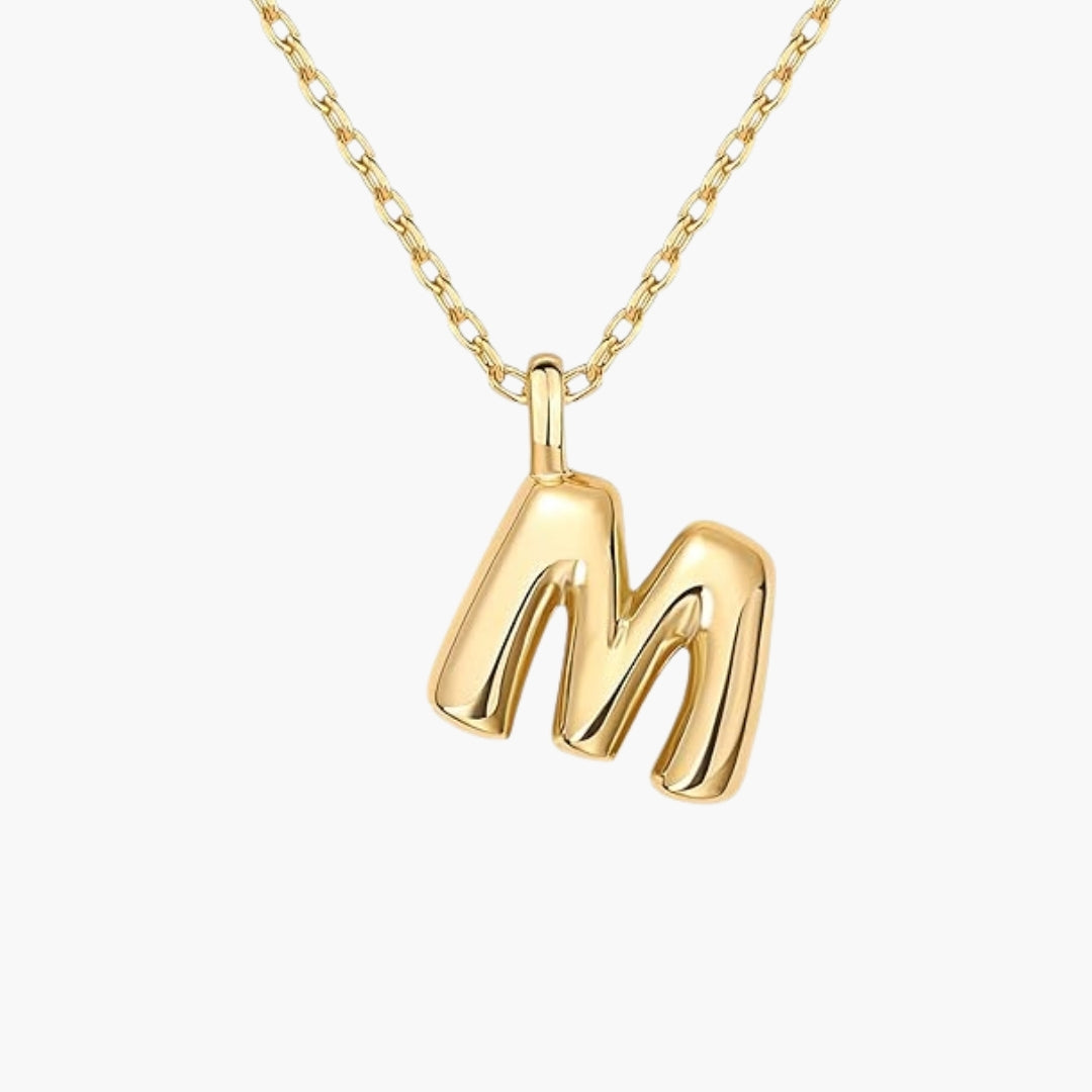 Initial Bubble Letter Pendant Necklace