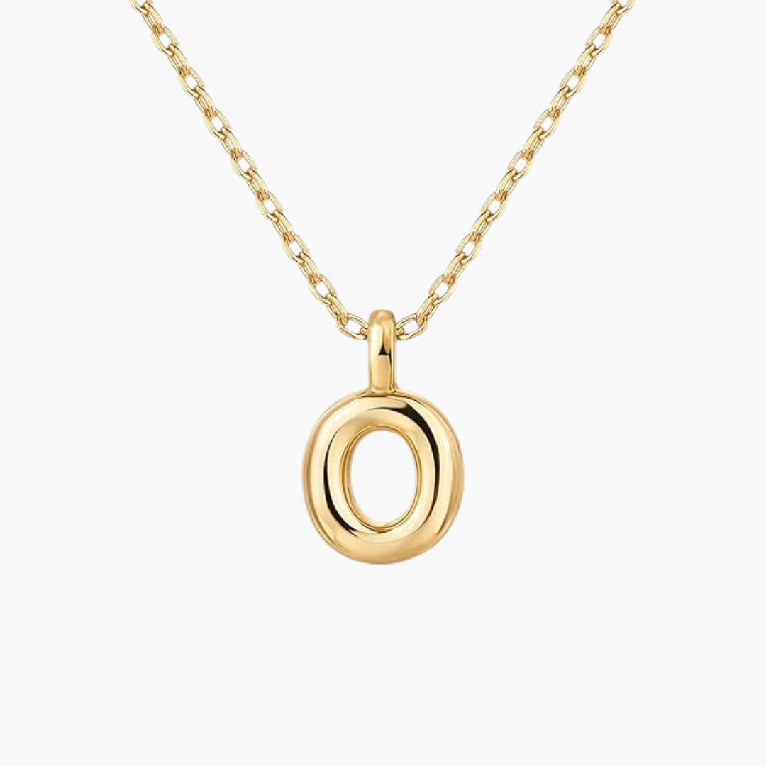 Initial Bubble Letter Pendant Necklace