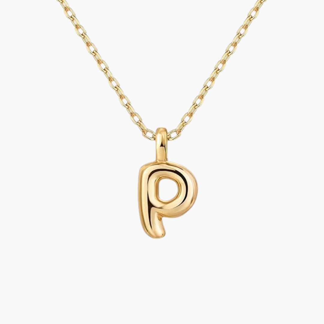 Initial Bubble Letter Pendant Necklace