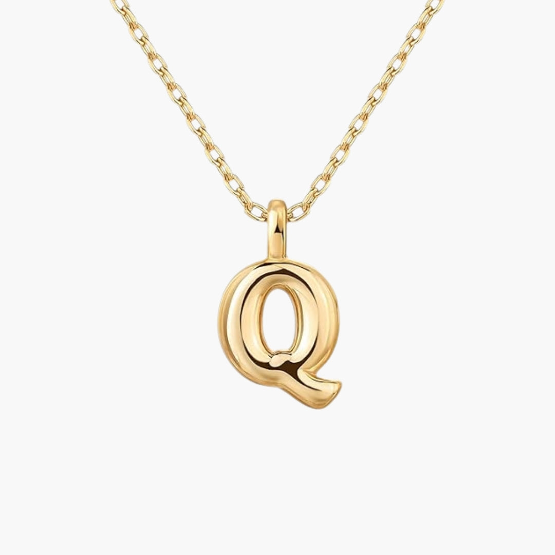 Initial Bubble Letter Pendant Necklace
