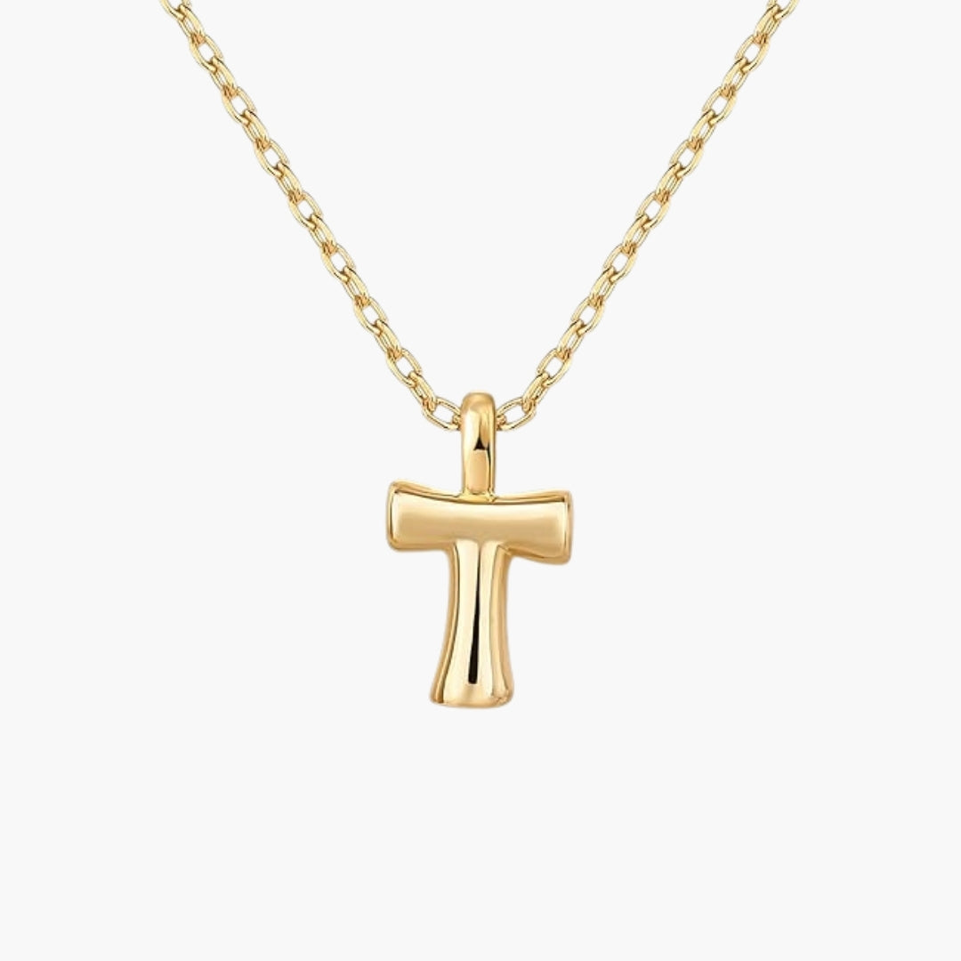 Initial Bubble Letter Pendant Necklace