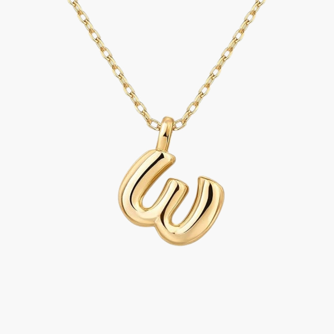 Initial Bubble Letter Pendant Necklace