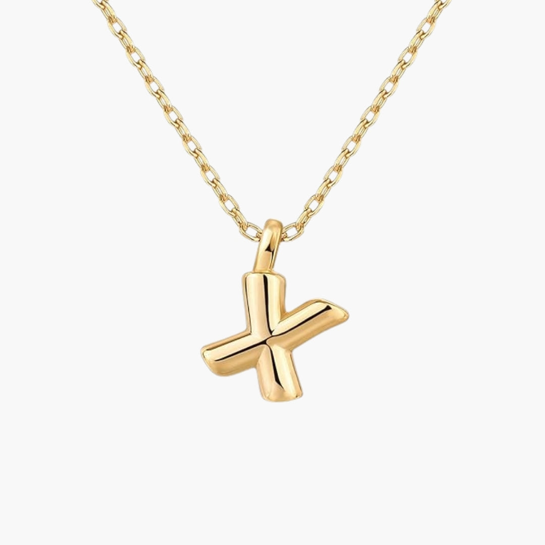 Initial Bubble Letter Pendant Necklace