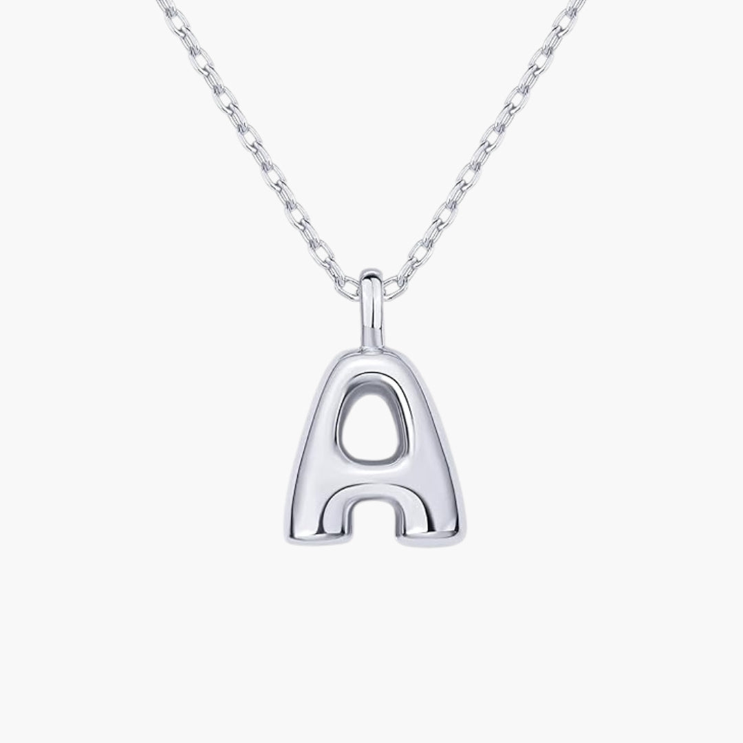 Initial Bubble Letter Pendant Necklace