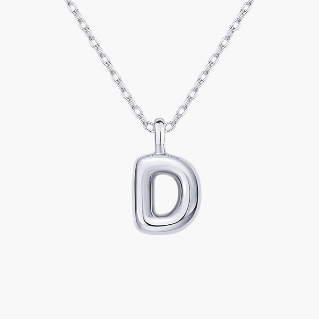 Initial Bubble Letter Pendant Necklace