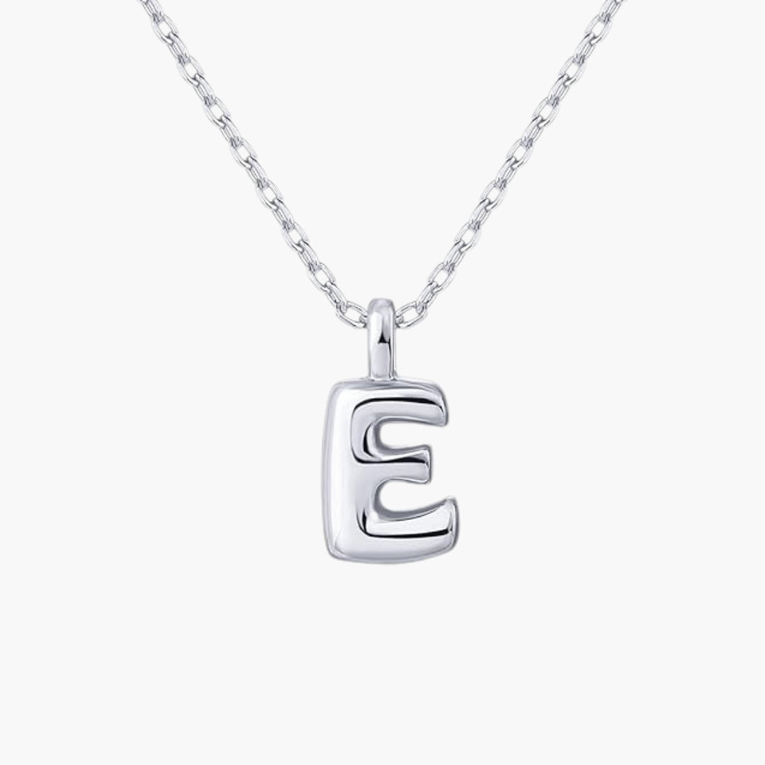 Initial Bubble Letter Pendant Necklace