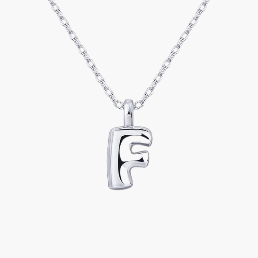 Initial Bubble Letter Pendant Necklace