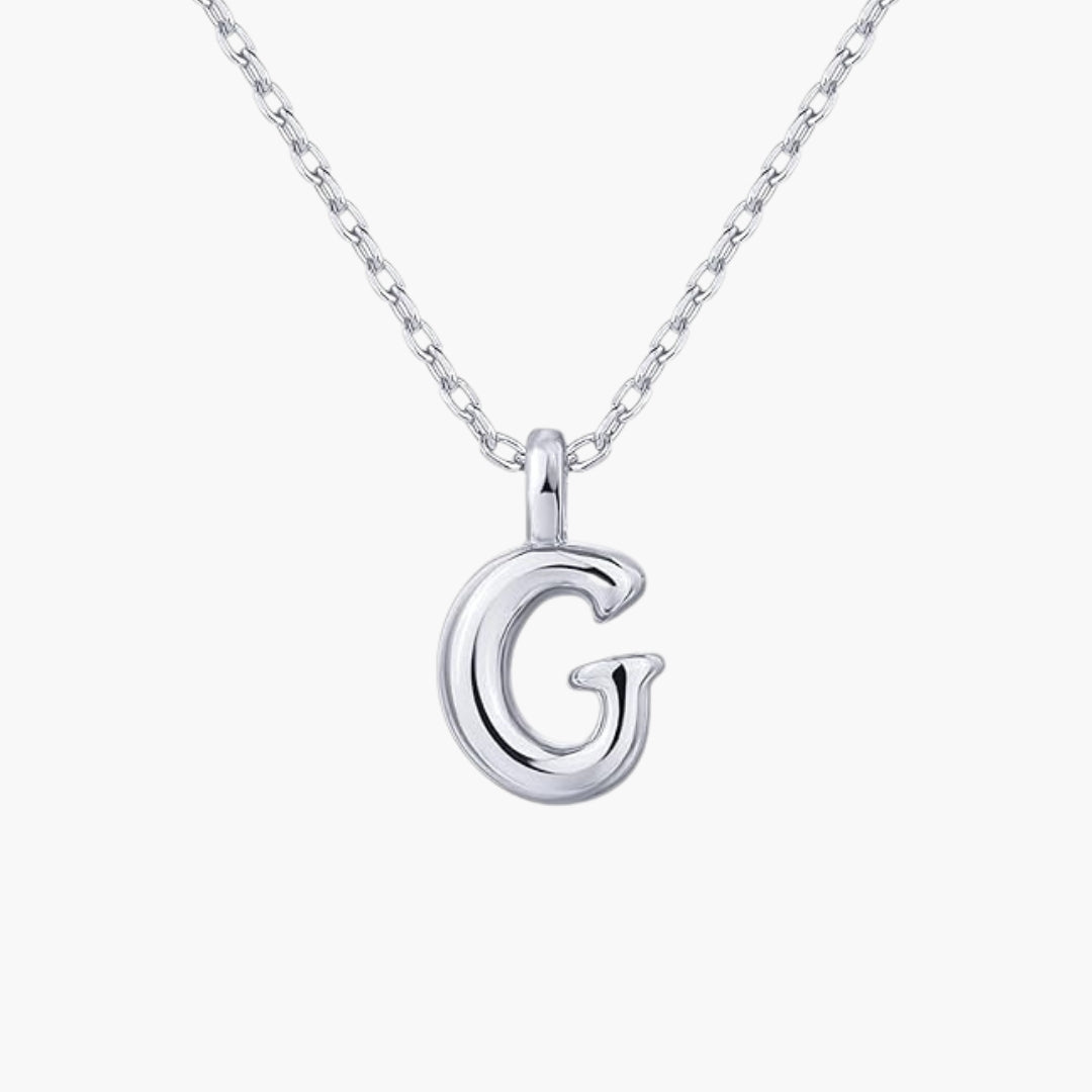 Initial Bubble Letter Pendant Necklace