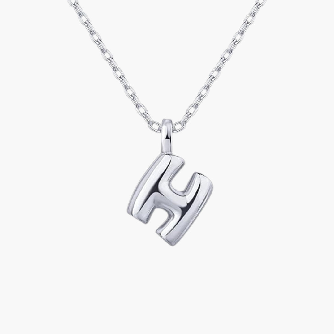 Initial Bubble Letter Pendant Necklace