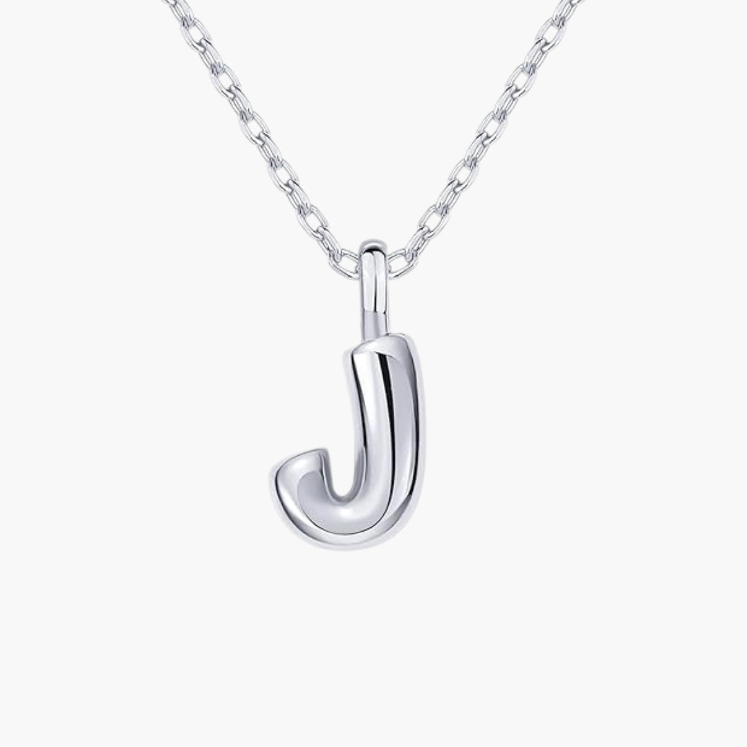 Initial Bubble Letter Pendant Necklace