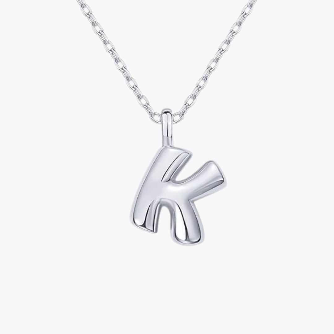 Initial Bubble Letter Pendant Necklace