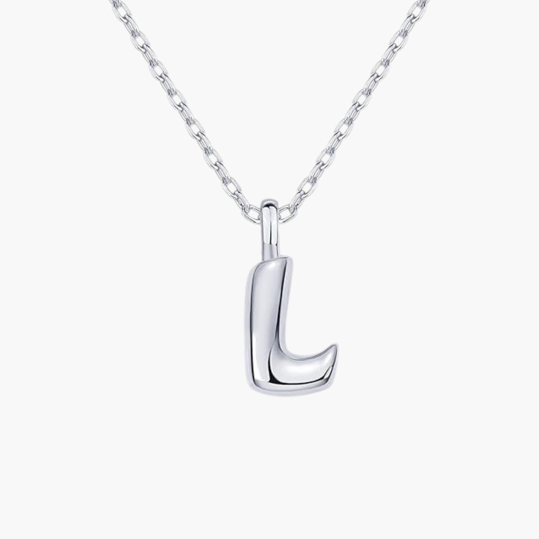 Initial Bubble Letter Pendant Necklace