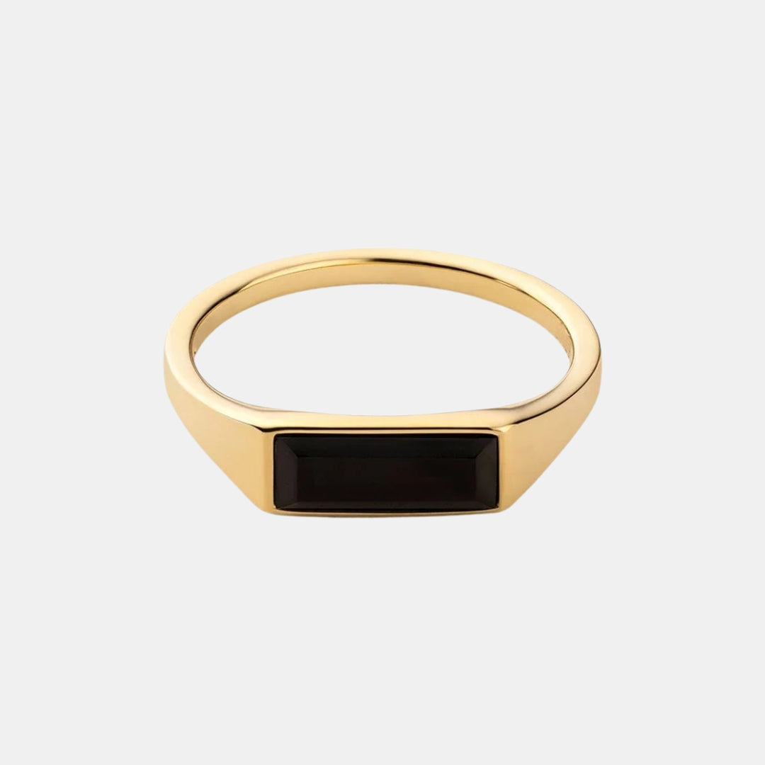 Slim Onyx Geometric Signet Ring