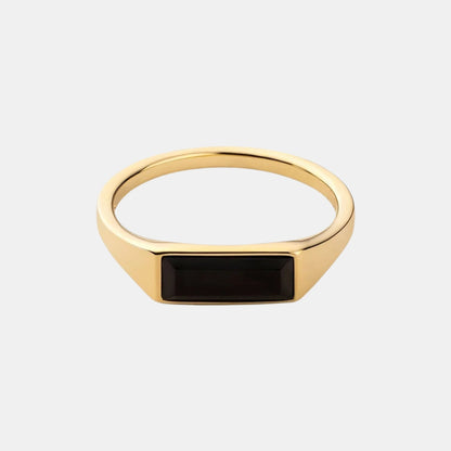 Slim Onyx Geometric Signet Ring
