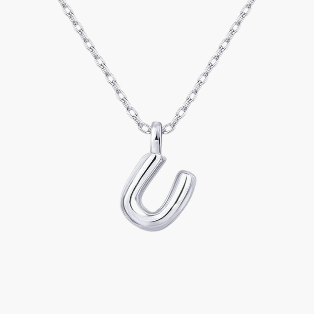 Initial Bubble Letter Pendant Necklace