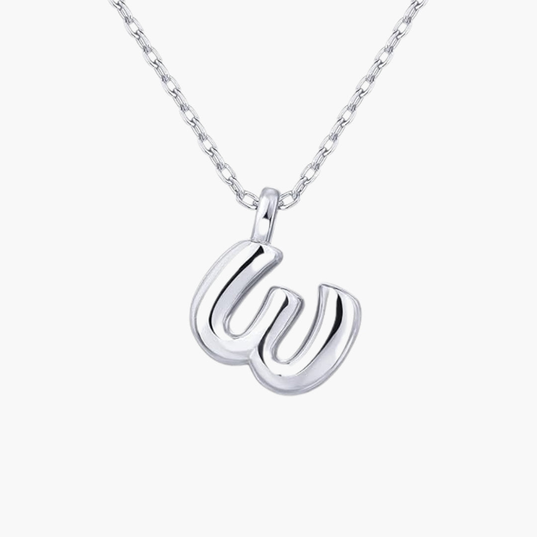 Initial Bubble Letter Pendant Necklace