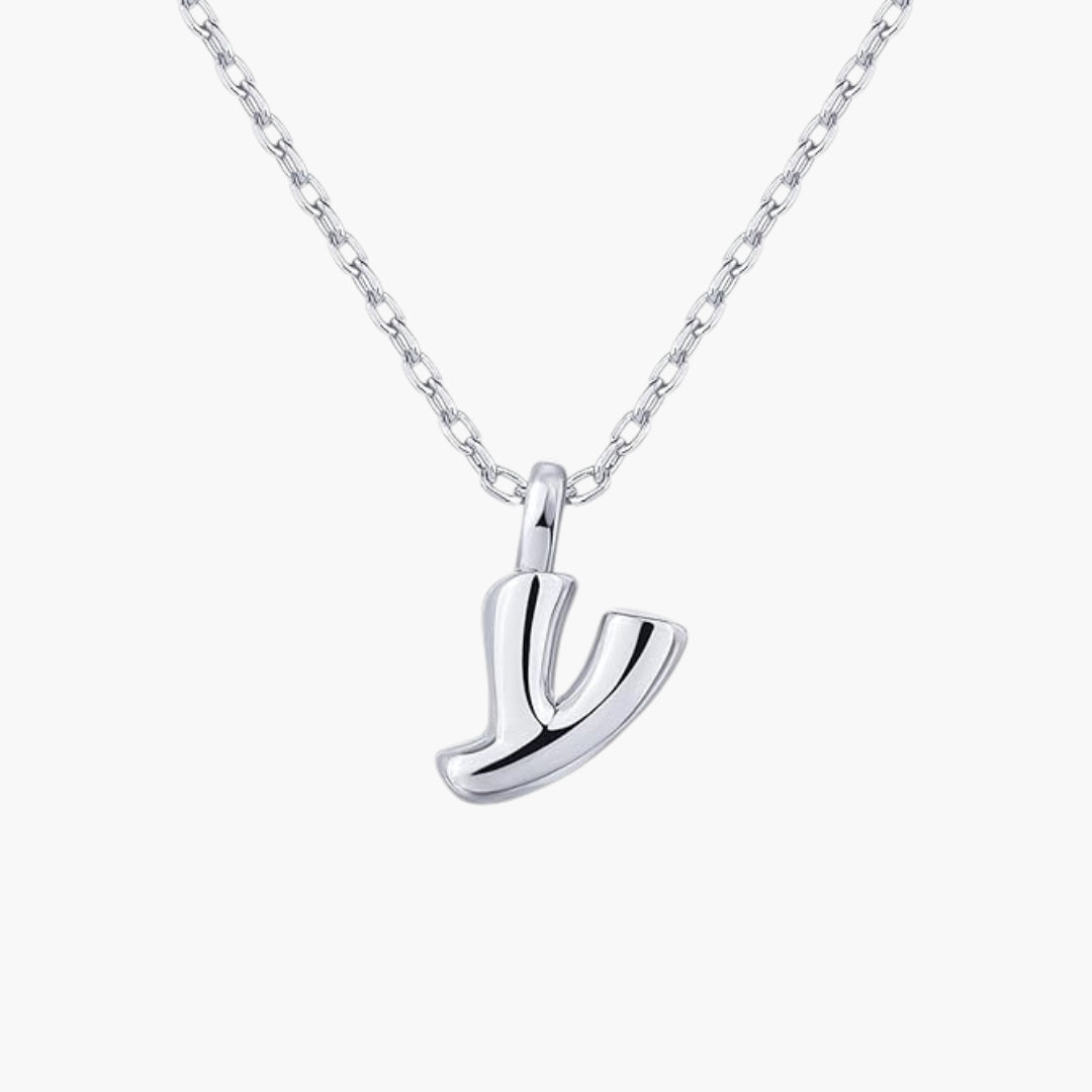 Initial Bubble Letter Pendant Necklace