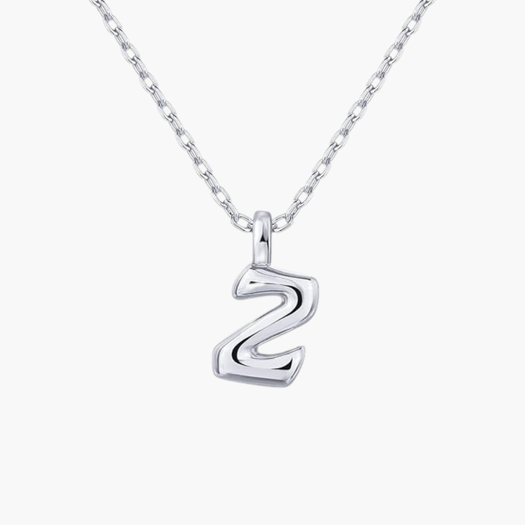 Initial Bubble Letter Pendant Necklace