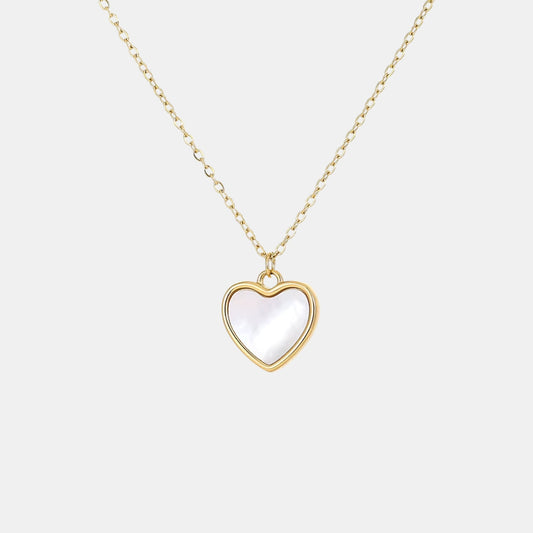 Slim Mother-of-Pearl Heart Pendant Necklace