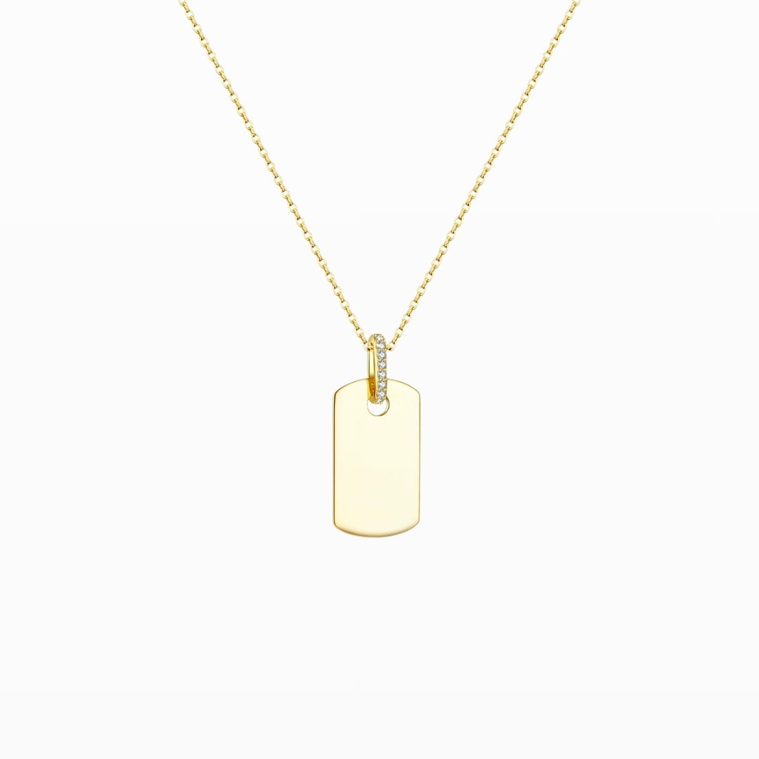 Slim CZ Rectangle Pendant Necklace