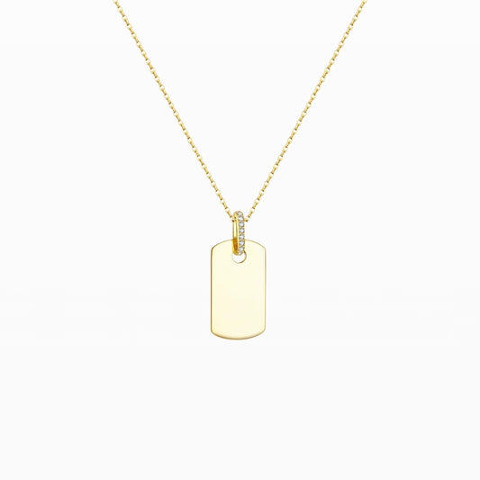 Slim CZ Rectangle Pendant Necklace