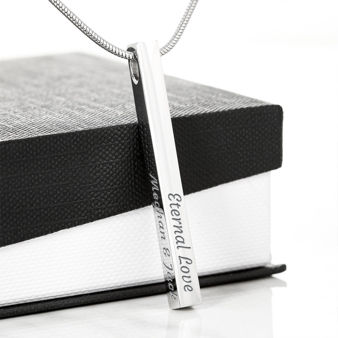 Classic Engravable Vertical Bar Pendant Necklace