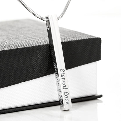 Classic Engravable Vertical Bar Pendant Necklace