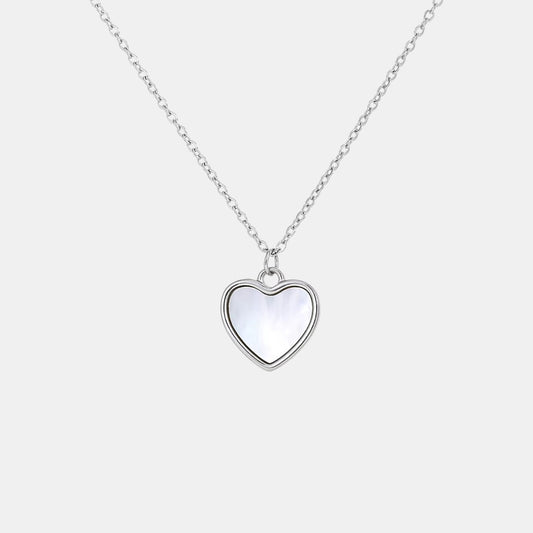 Slim Mother-of-Pearl Heart Pendant Necklace