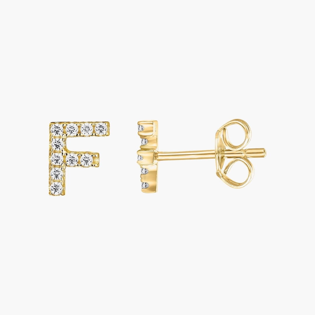 Initial Letter CZ Stud Earrings