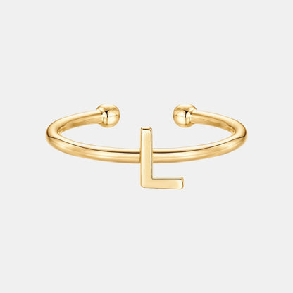 Slim Initial Letter Cuff Ring