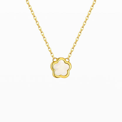 Slim Mother-of-Pearl Five-Leaf Clover Pendant Necklace