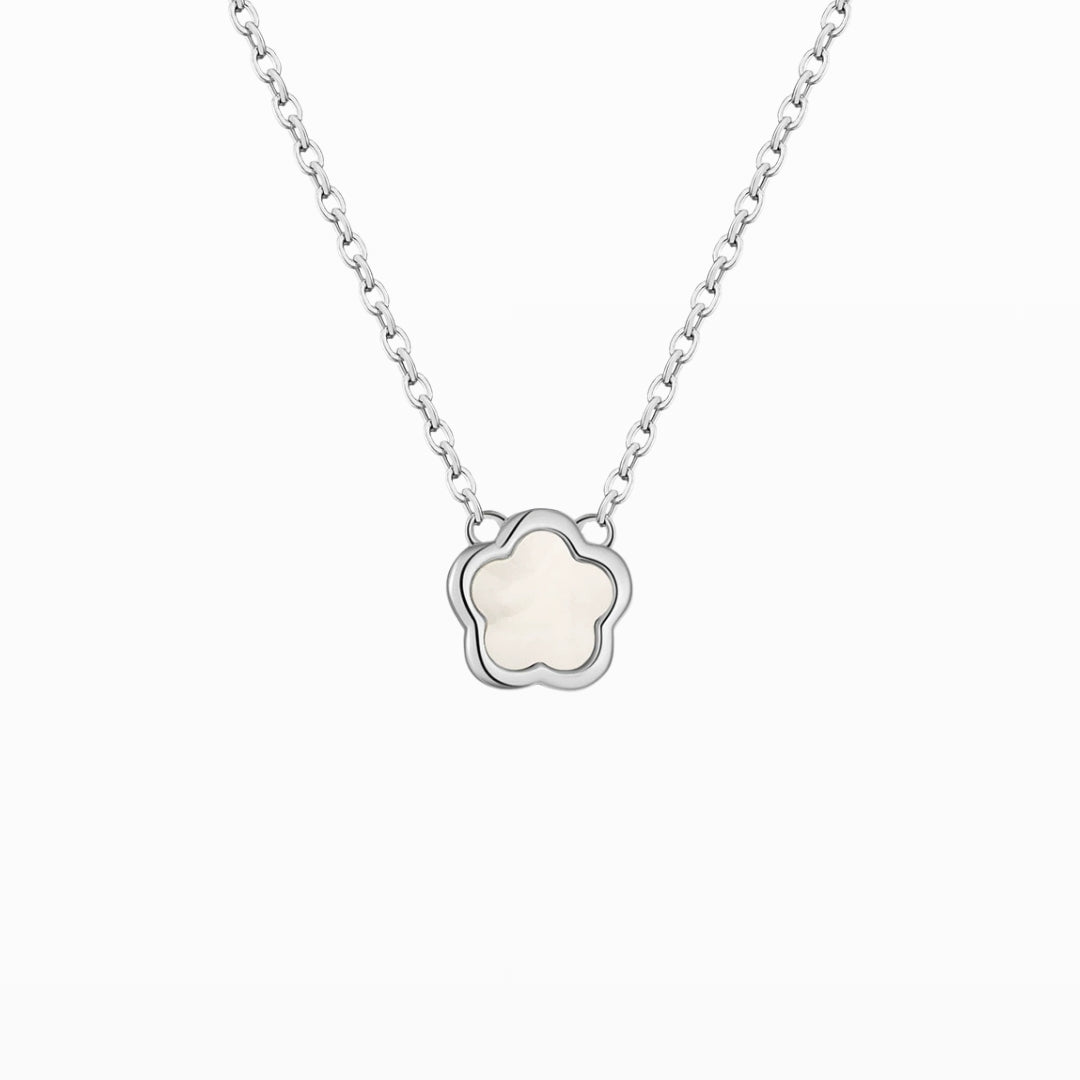Slim Mother-of-Pearl Five-Leaf Clover Pendant Necklace
