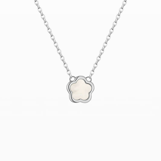 Slim Mother-of-Pearl Five-Leaf Clover Pendant Necklace