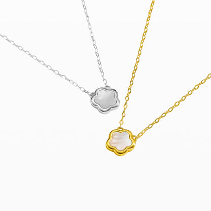 Slim Mother-of-Pearl Five-Leaf Clover Pendant Necklace