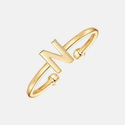 Slim Initial Letter Cuff Ring