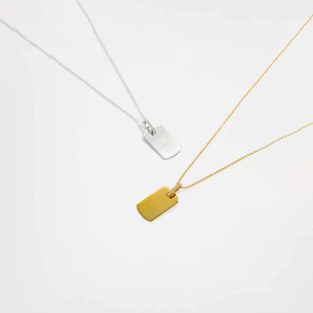 Slim CZ Rectangle Pendant Necklace