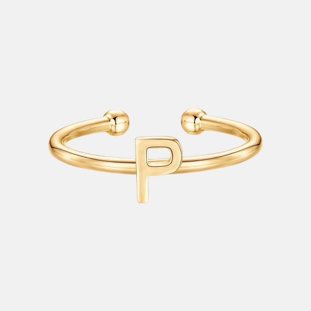 Slim Initial Letter Cuff Ring