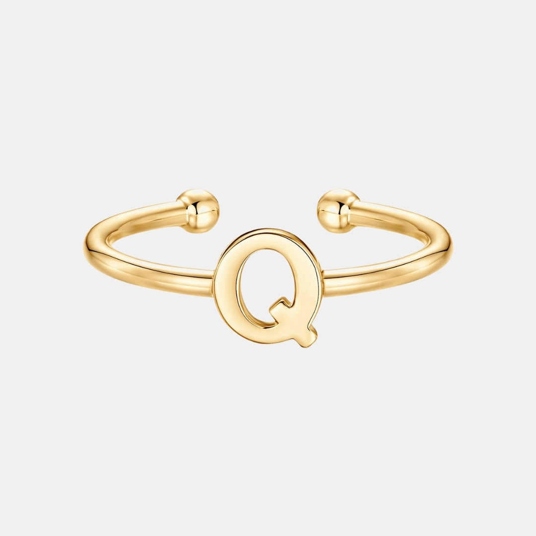 Slim Initial Letter Cuff Ring
