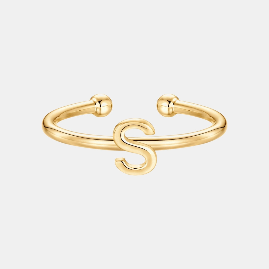 Slim Initial Letter Cuff Ring