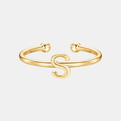 Slim Initial Letter Cuff Ring