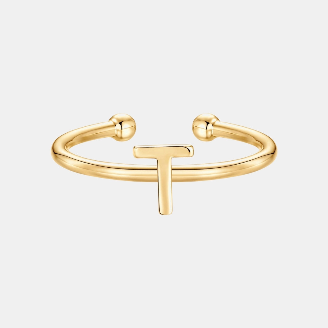 Slim Initial Letter Cuff Ring