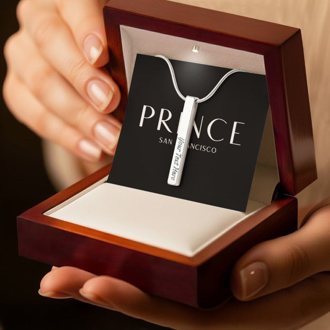 Classic Engravable Vertical Bar Pendant Necklace